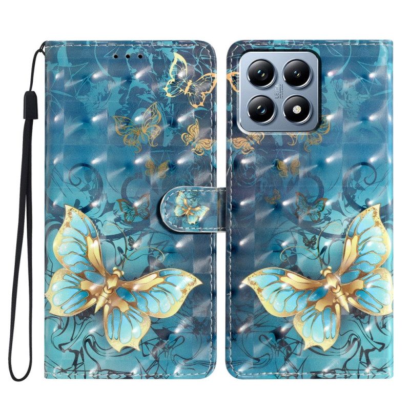 Lederhüllen Für Xiaomi 15t Pro Goldene Schmetterlinge