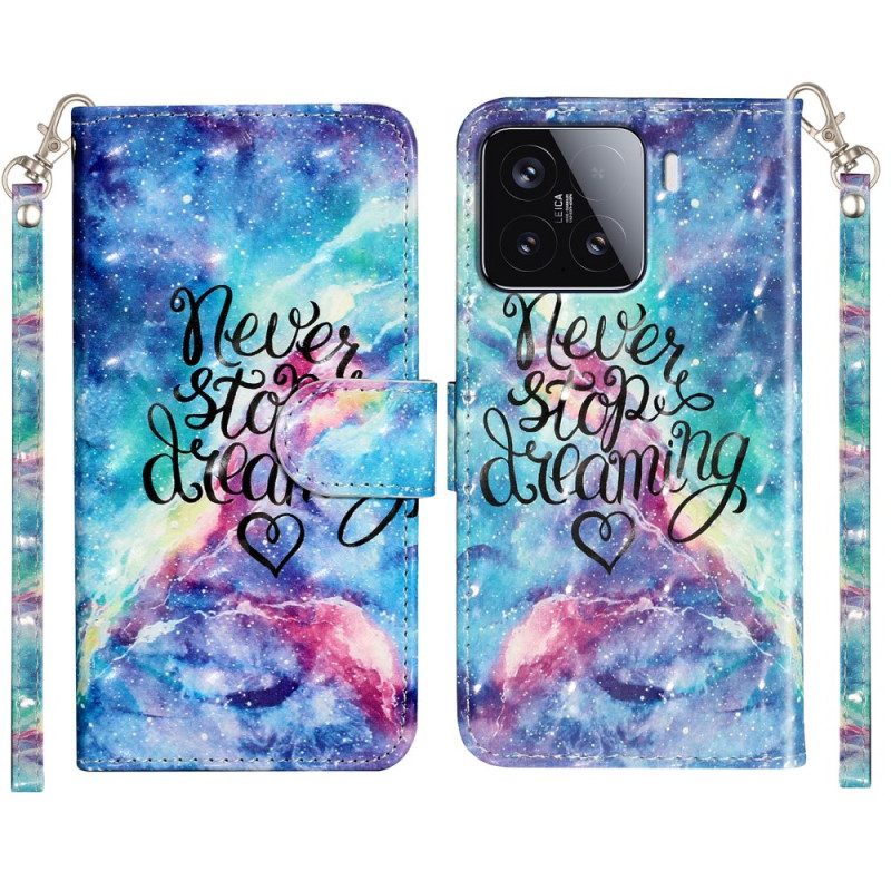 Lederhüllen Für Xiaomi 15t Pro Hör Niemals Auf Zu Träumen – Mit Strap