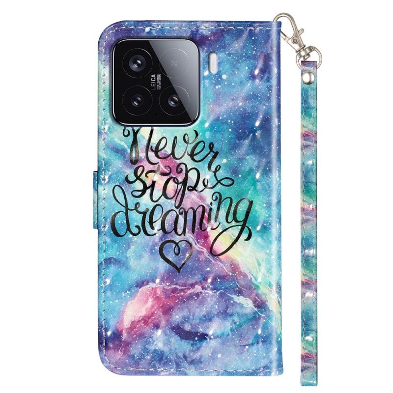 Lederhüllen Für Xiaomi 15t Pro Hör Niemals Auf Zu Träumen – Mit Strap