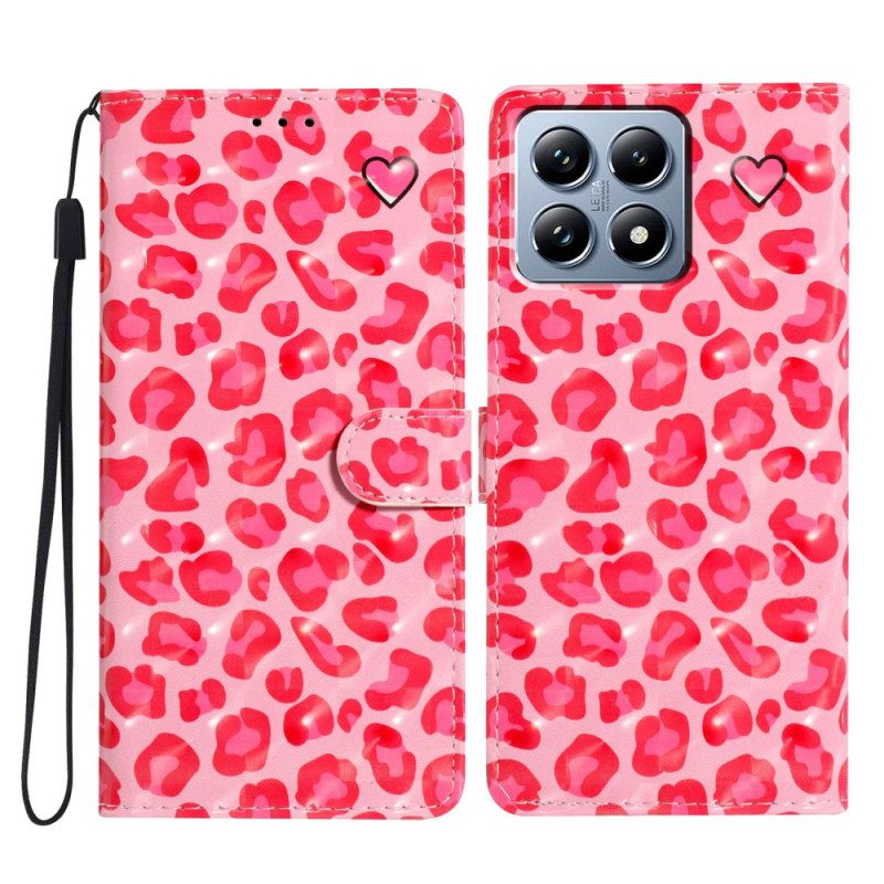 Lederhüllen Für Xiaomi 15t Pro Rosa Leopard
