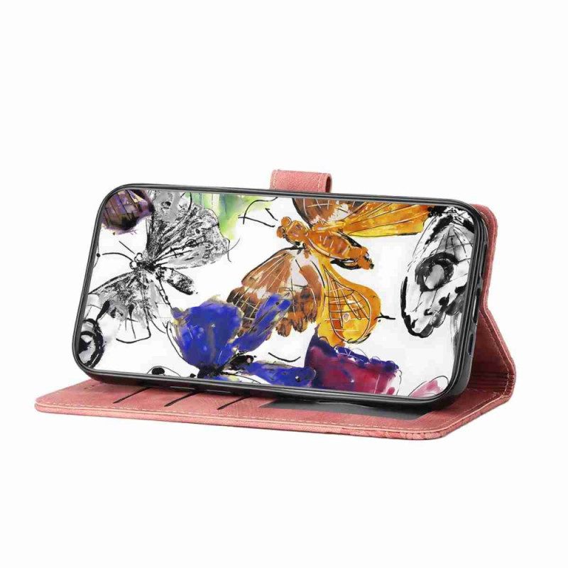 Lederhüllen Für Xiaomi 15t Pro Schmetterlinge In Wildlederoptik
