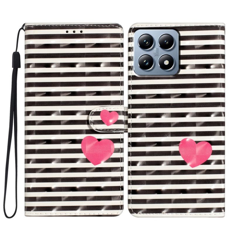 Lederhüllen Für Xiaomi 15t Pro Streifen Und Herz