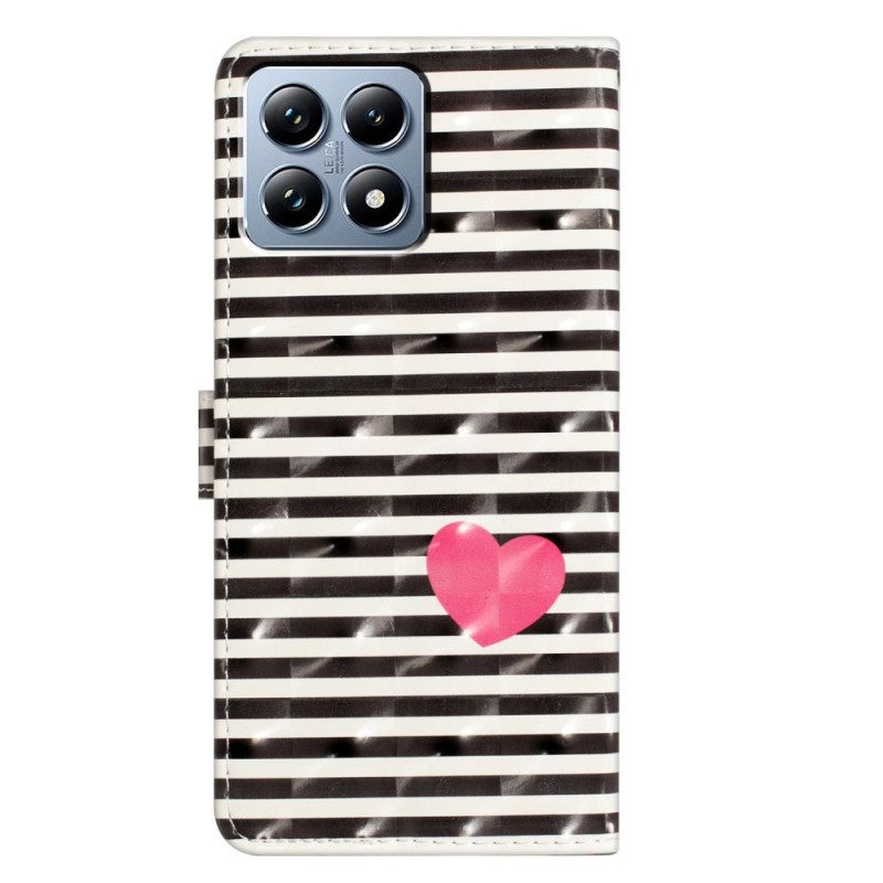 Lederhüllen Für Xiaomi 15t Pro Streifen Und Herz