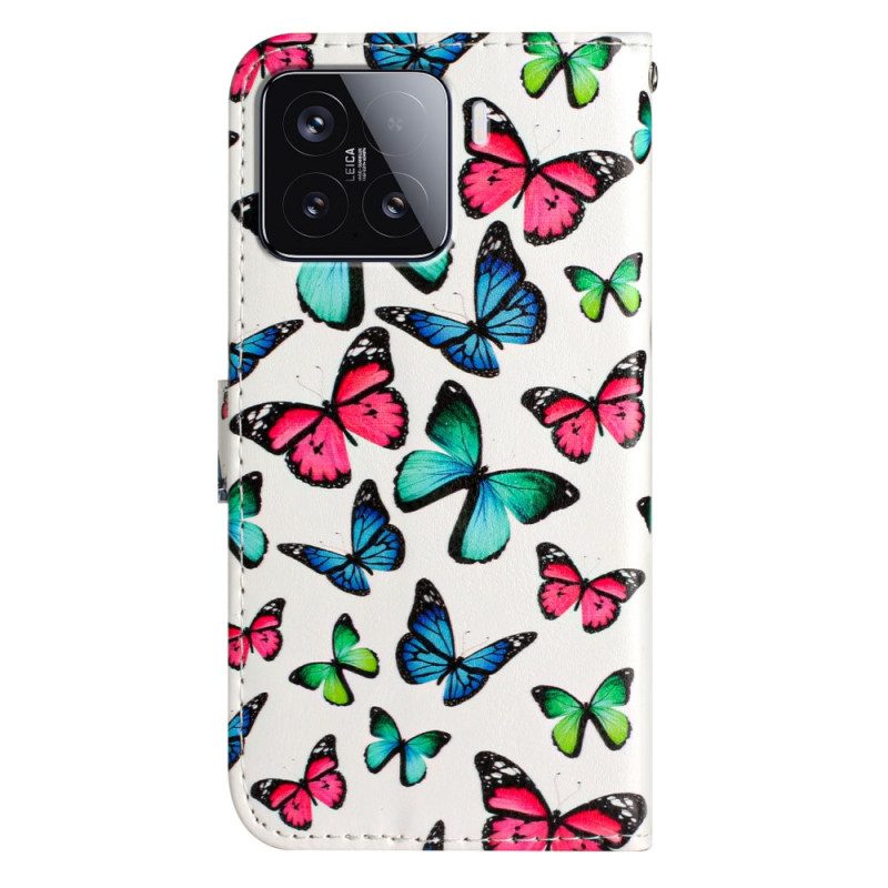 Lederhüllen Xiaomi 15t Pro Bunte Schmetterlinge