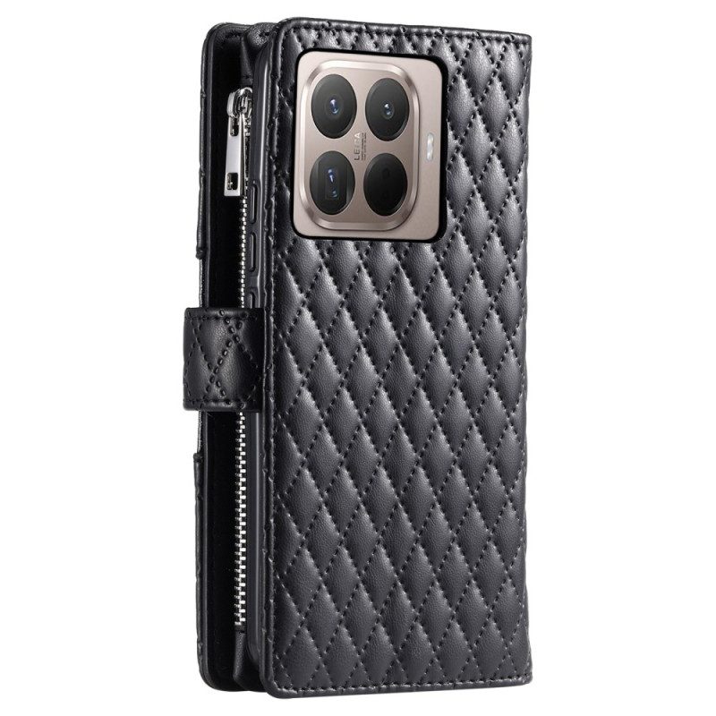 Lederhüllen Xiaomi 15t Pro Gesteppt Mit Reißverschlusstasche