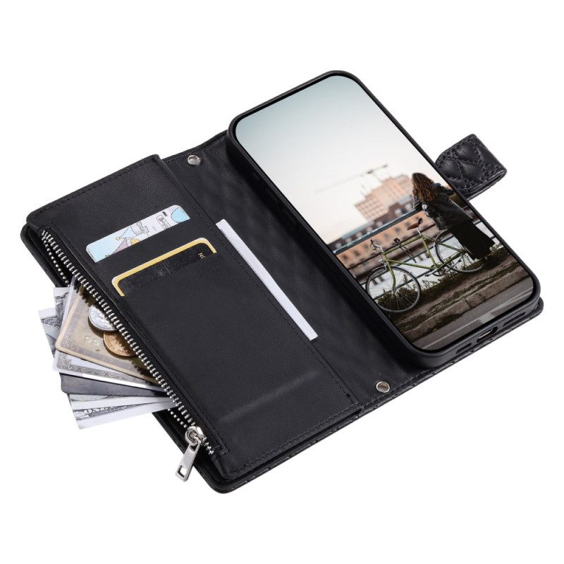 Lederhüllen Xiaomi 15t Pro Gesteppt Mit Reißverschlusstasche