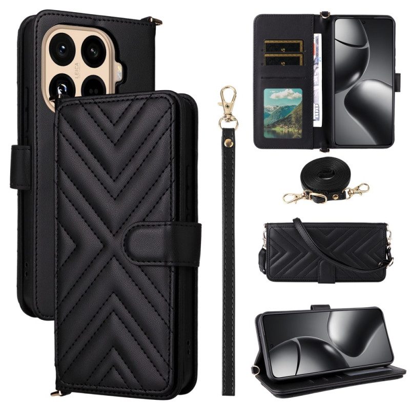 Lederhüllen Xiaomi 15t Pro Gesteppt Mit Riemen Und Handgelenkschlaufe