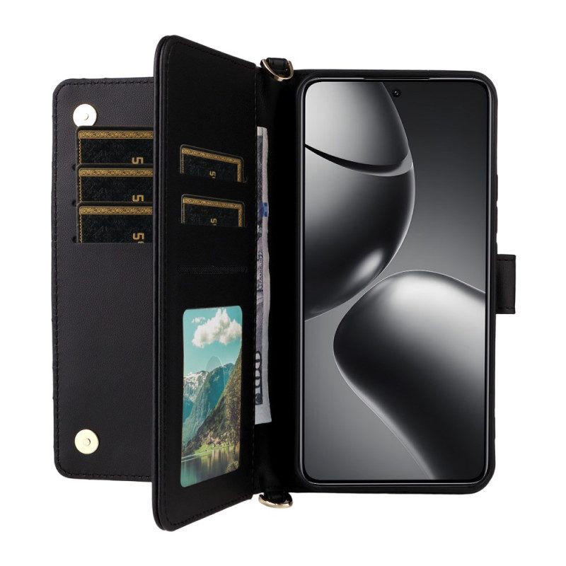 Lederhüllen Xiaomi 15t Pro Gesteppt Mit Riemen Und Handgelenkschlaufe