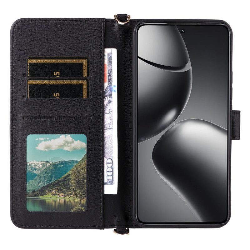 Lederhüllen Xiaomi 15t Pro Gesteppt Mit Riemen Und Handgelenkschlaufe