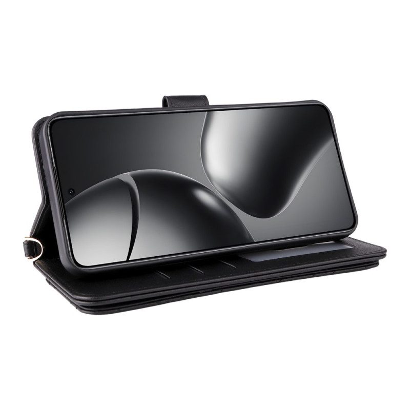 Lederhüllen Xiaomi 15t Pro Gesteppt Mit Riemen Und Handgelenkschlaufe