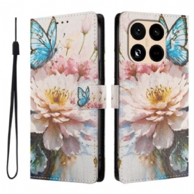 Lederhüllen Xiaomi 15t Pro Handyhülle Blume Und Schmetterling