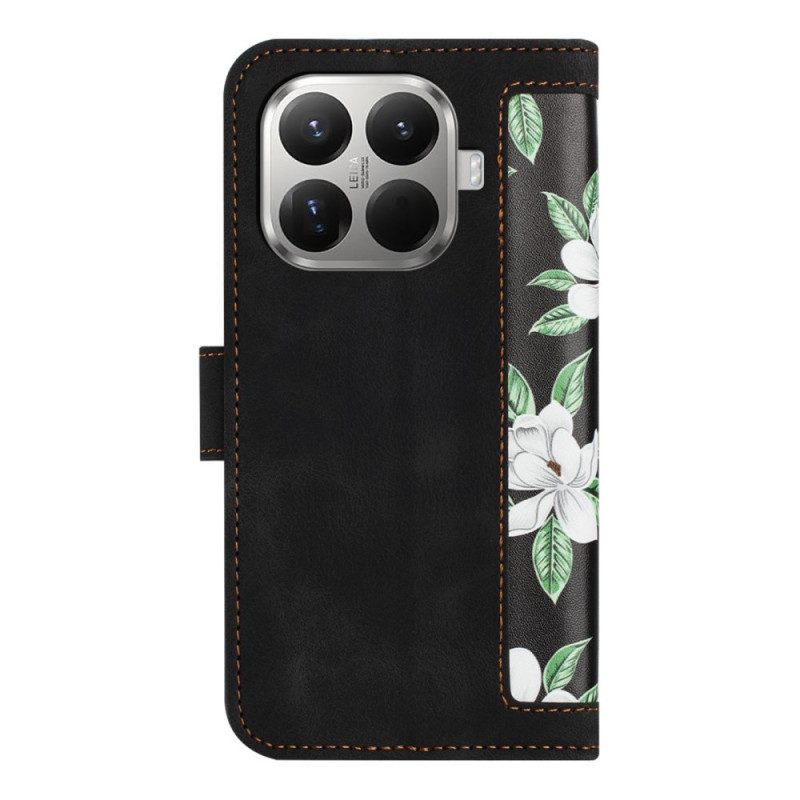 Lederhüllen Xiaomi 15t Pro Handyhülle Blumenmuster Mit Riemen