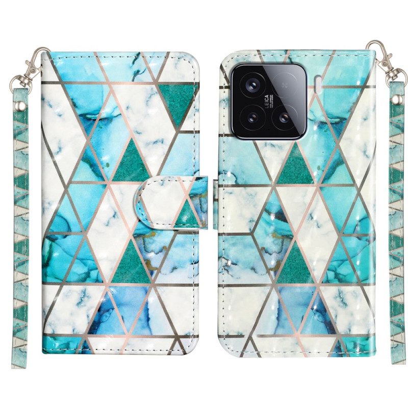 Lederhüllen Xiaomi 15t Pro Handyhülle Grüner Marmor Mit Armband