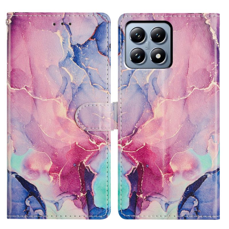 Lederhüllen Xiaomi 15t Pro Rosa-grüner Marmor