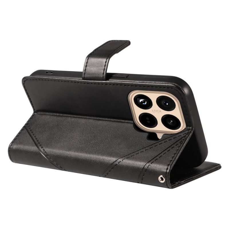 Lederhüllen Xiaomi 15t Pro Zweifarbiges Geometrisches Muster