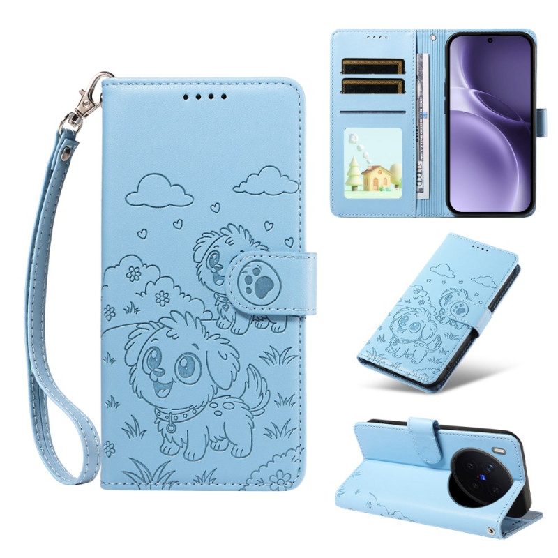 Lederhüllen Für Vivo X300 Pro Hundemuster Mit Riemen