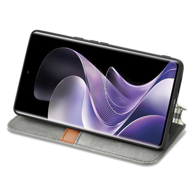 Flip Case Vivo V40 5g Handyhülle Wildlederoptik Mit Rautenmuster