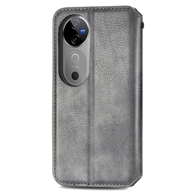 Flip Case Vivo V40 5g Handyhülle Wildlederoptik Mit Rautenmuster