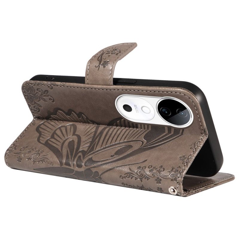 Lederhüllen Vivo V40 5g Grafischer Schmetterling