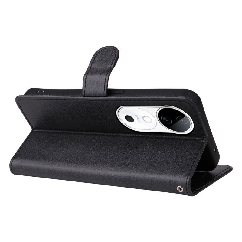 Lederhüllen Vivo V40 5g Handyhülle Lederriemen-effekt