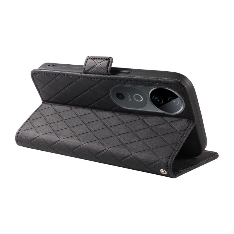 Lederhüllen Vivo V40 5g Handyhülle Rautenmuster