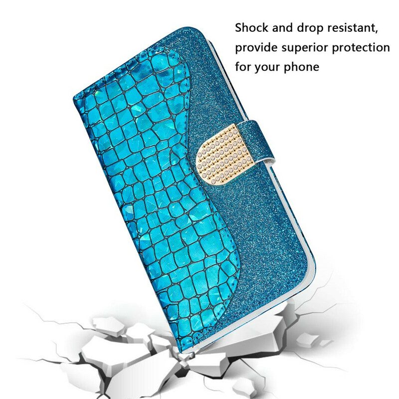 Flip Case Für iPhone 13 Pro Max Krokodildiamanten