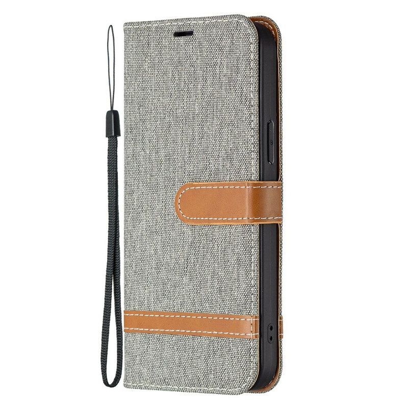 Flip Case Für iPhone 13 Pro Max Mit Kordel Armband In Stoff- Und Lederoptik