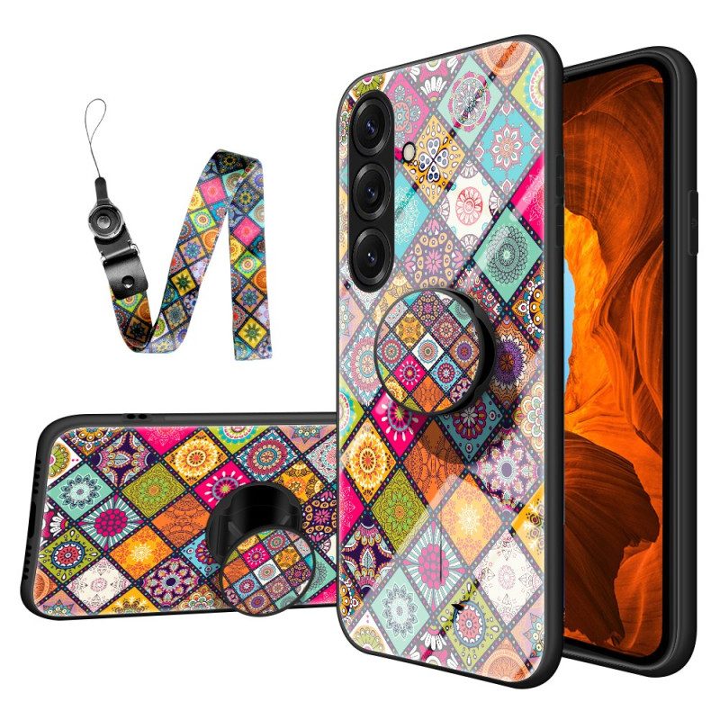 Hülle Für Samsung Galaxy S26 Plus Ringhalter Und Patchwork-lanyard