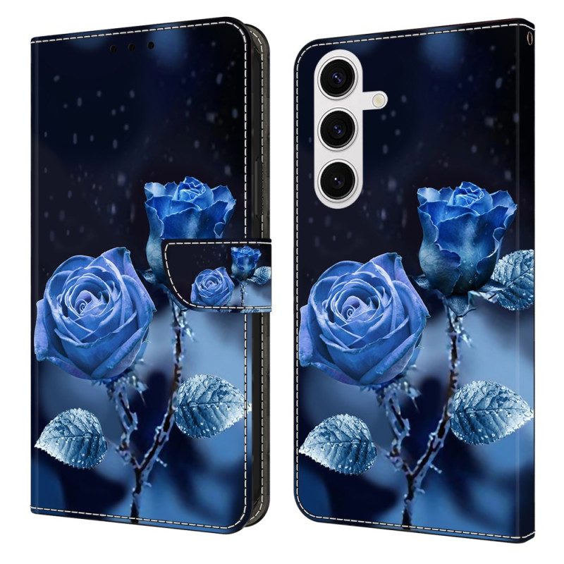 Lederhüllen Für Samsung Galaxy S26 Plus Blaue Rosen