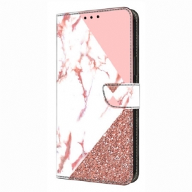 Lederhüllen Für Samsung Galaxy S26 Plus Dreieckiges Marmormuster