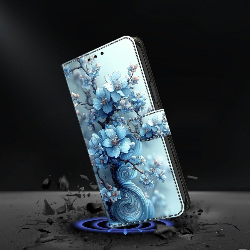 Lederhüllen Für Samsung Galaxy S26 Plus Eisblaue Blumen