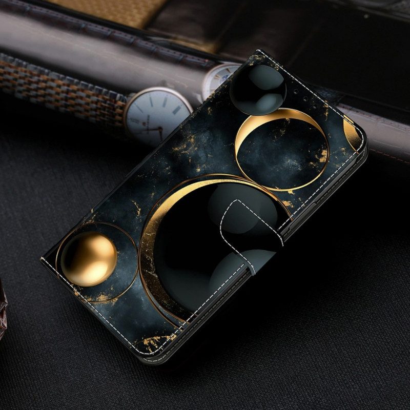 Lederhüllen Für Samsung Galaxy S26 Plus Goldene Ringe