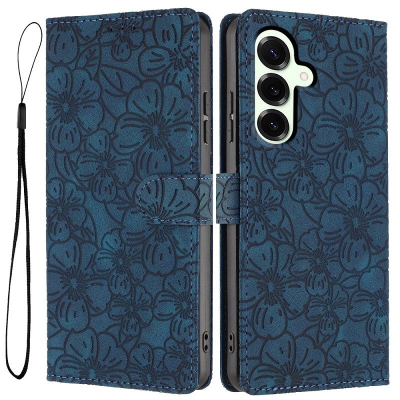 Lederhüllen Für Samsung Galaxy S26 Plus Kirschblüten-gravur