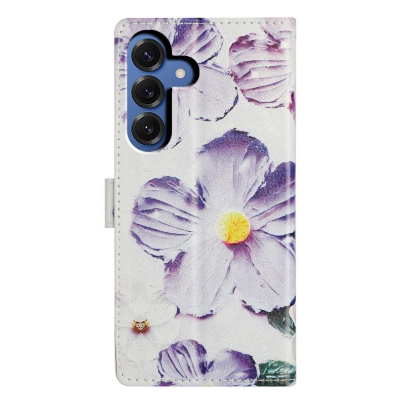 Lederhüllen Für Samsung Galaxy S26 Plus Lila Blumen