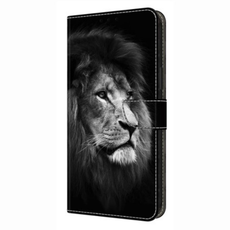 Lederhüllen Für Samsung Galaxy S26 Plus Schwarz-weißer Löwe