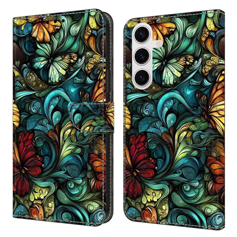 Lederhüllen Samsung Galaxy S26 Plus Handyhülle Aquarellblumen Und -pflanzen
