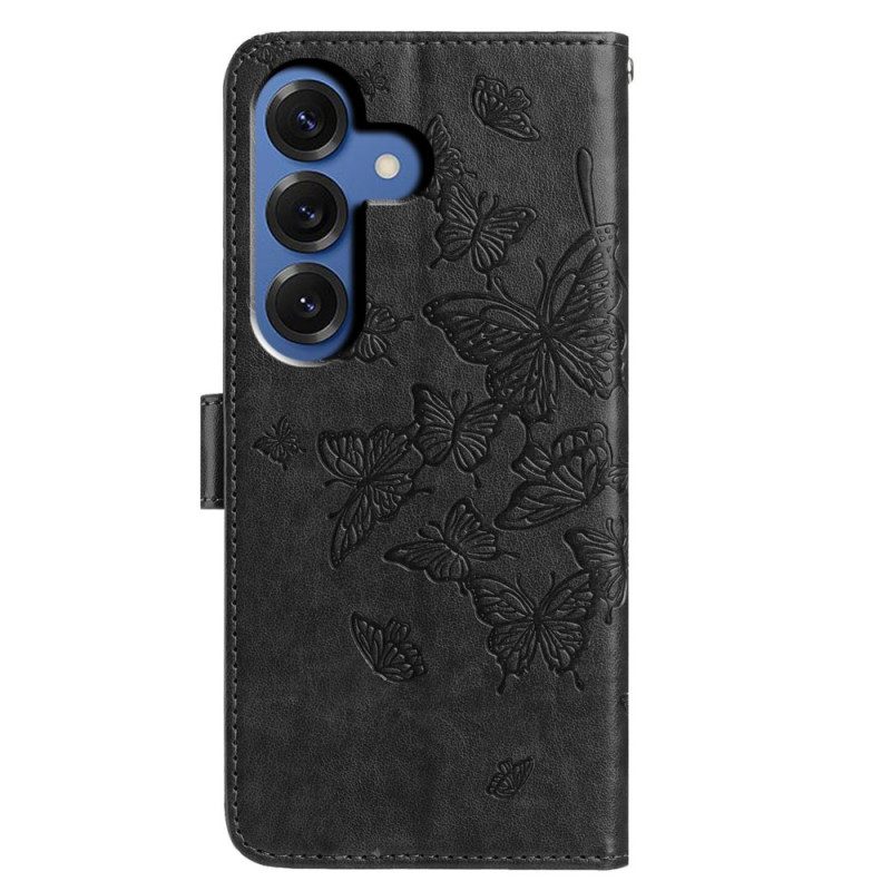 Lederhüllen Samsung Galaxy S26 Plus Handyhülle Barocker Schmetterling