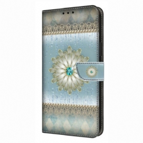Lederhüllen Samsung Galaxy S26 Plus Handyhülle Blaue Diamantblume