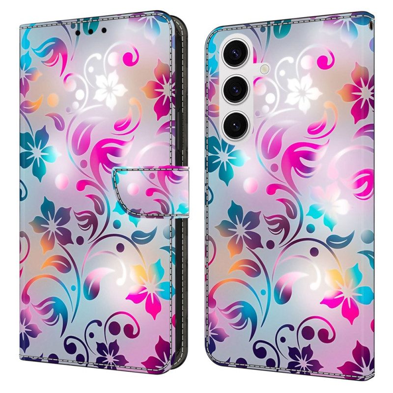 Lederhüllen Samsung Galaxy S26 Plus Handyhülle Handgefertigte Blumen