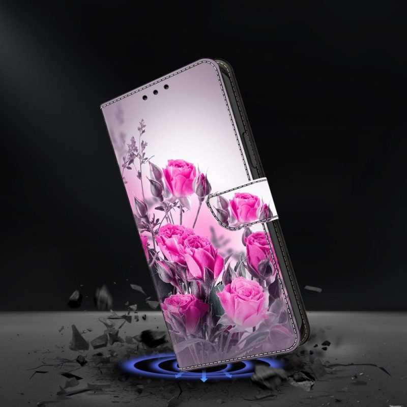 Lederhüllen Samsung Galaxy S26 Plus Handyhülle Lila Blumen