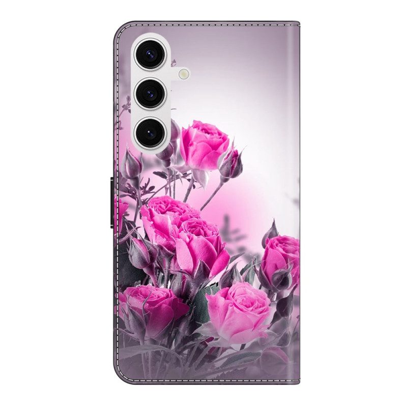 Lederhüllen Samsung Galaxy S26 Plus Handyhülle Lila Blumen