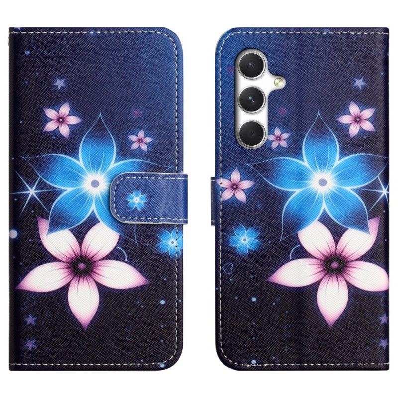 Lederhüllen Samsung Galaxy S26 Plus Handyhülle Mondblumen