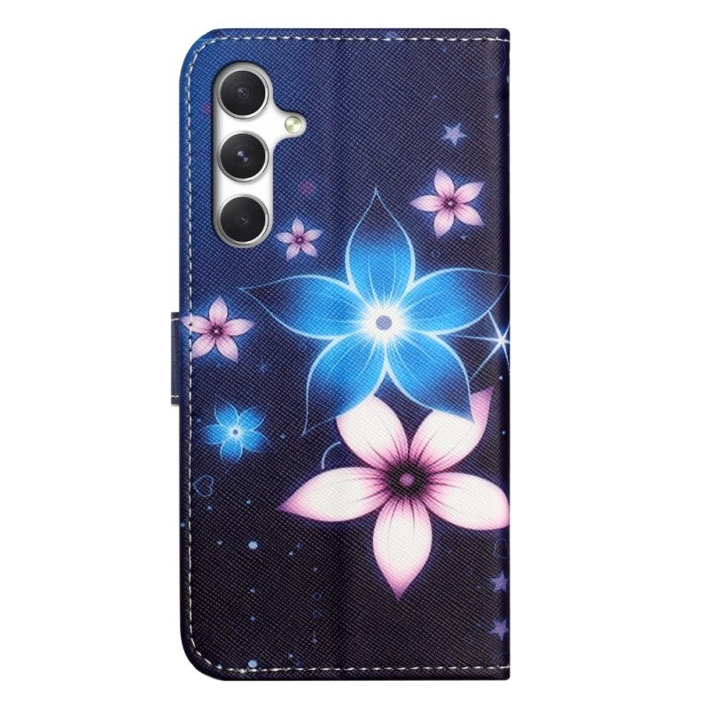 Lederhüllen Samsung Galaxy S26 Plus Handyhülle Mondblumen