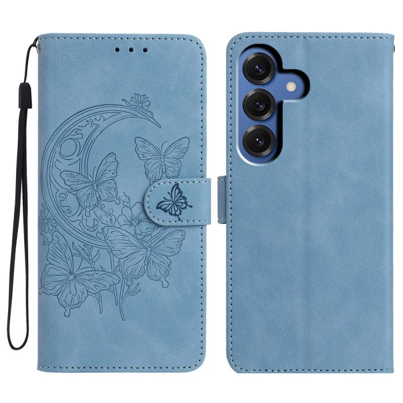 Lederhüllen Samsung Galaxy S26 Plus Handyhülle Schmetterlings- Und Blumenmotiv