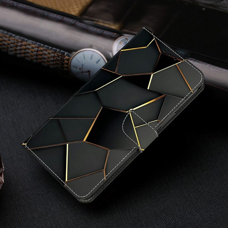 Lederhüllen Samsung Galaxy S26 Plus Handyhülle Schwarz-gold-muster