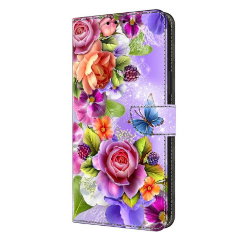 Lederhüllen Samsung Galaxy S26 Plus Handyhülle Strahlende Blumen