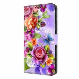 Lederhüllen Samsung Galaxy S26 Plus Handyhülle Strahlende Blumen
