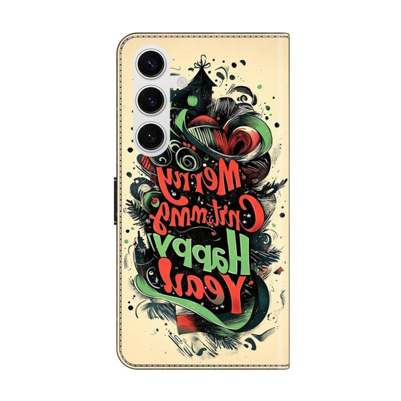 Lederhüllen Samsung Galaxy S26 Plus Handyhülle Weihnachtliches Graffiti
