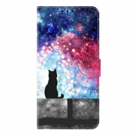 Lederhüllen Samsung Galaxy S26 Plus Katze Im Sternenhimmel