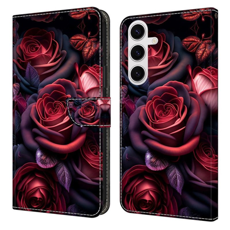 Lederhüllen Samsung Galaxy S26 Plus Schwarze Rose
